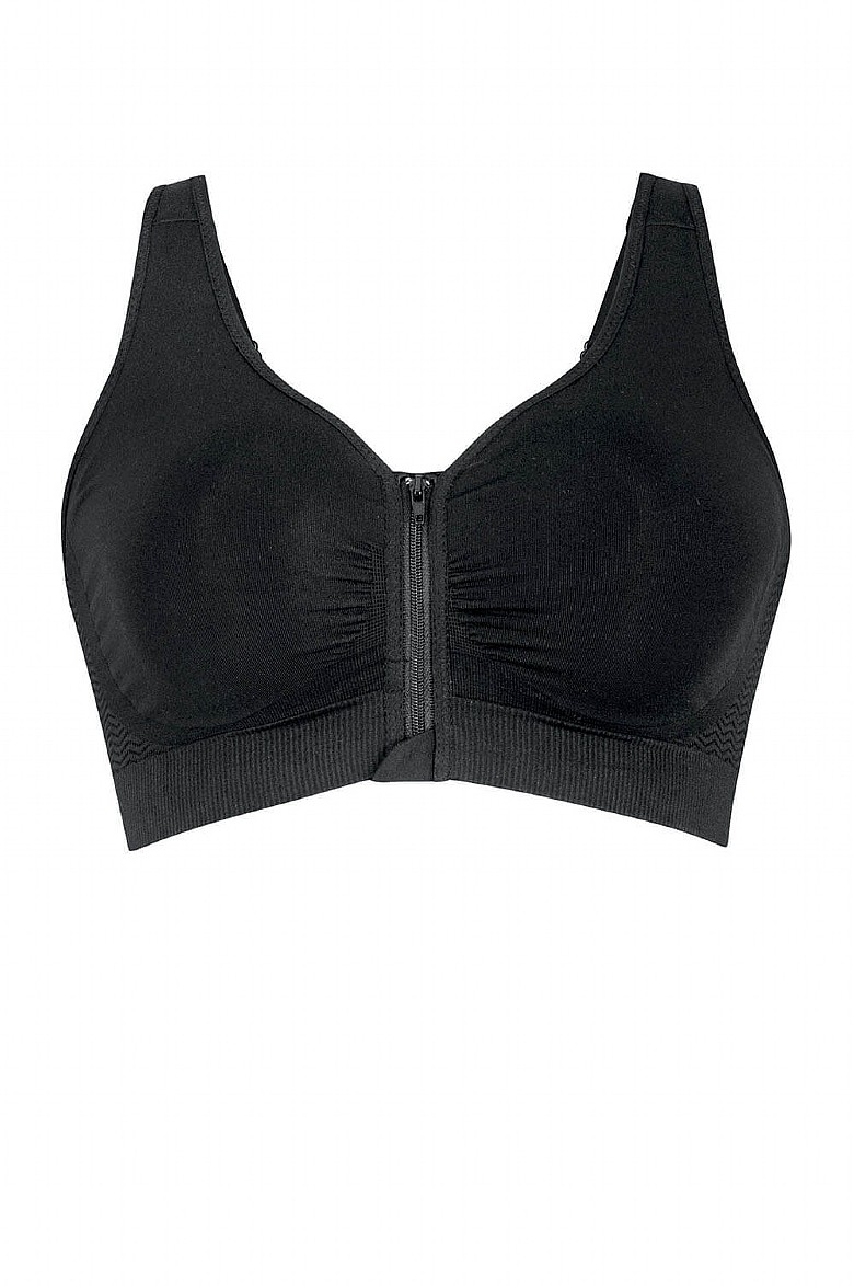 Woman BLACK Front fastening non-wired bra With lace¤Synthetic VOLETA