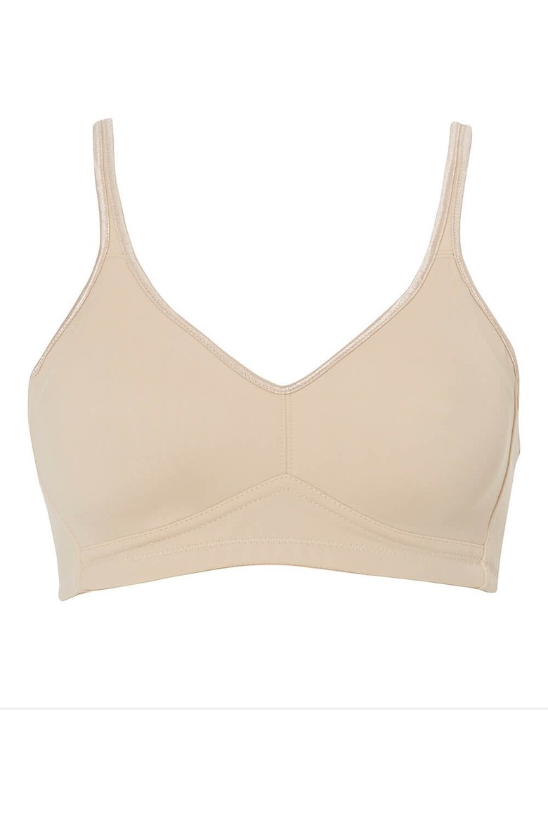 Olga Bra Nude Beige 42D Underwire Smooth Unpadded Cup Lace Edging Back  Close